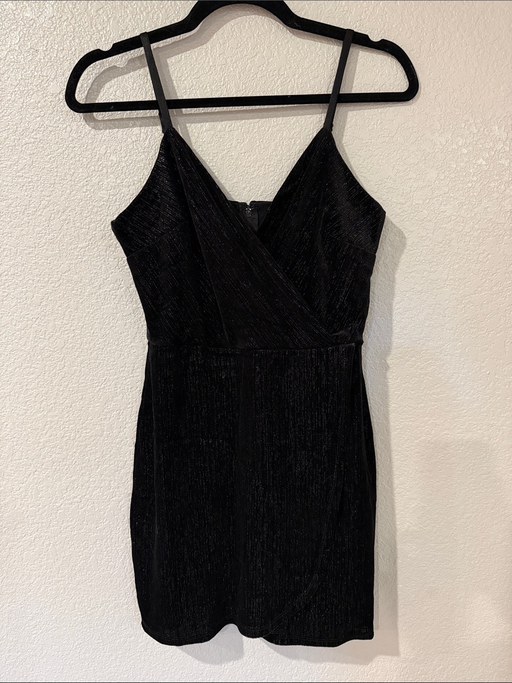 miami Black V-Neck Spaghetti Strap Mini Dress